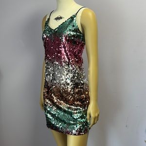 Dress colorful (pink, green, rose gold and gray) , of brand express